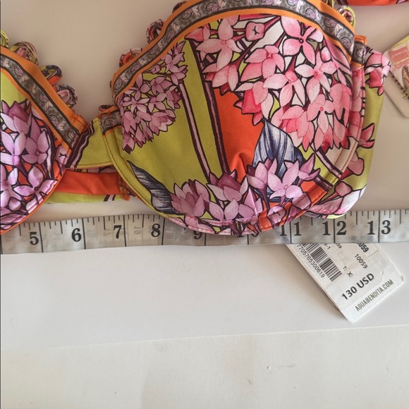 Agua Bendita Piper Suki Underwire Pink Line Floral Bikini Top - Picture 9 of 9